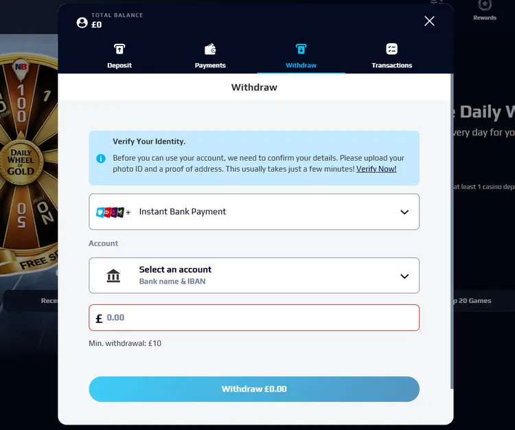 Banking: deposits & fast withdrawals