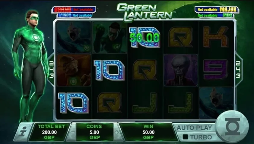 Green lantern wilds, bonuses and free spins