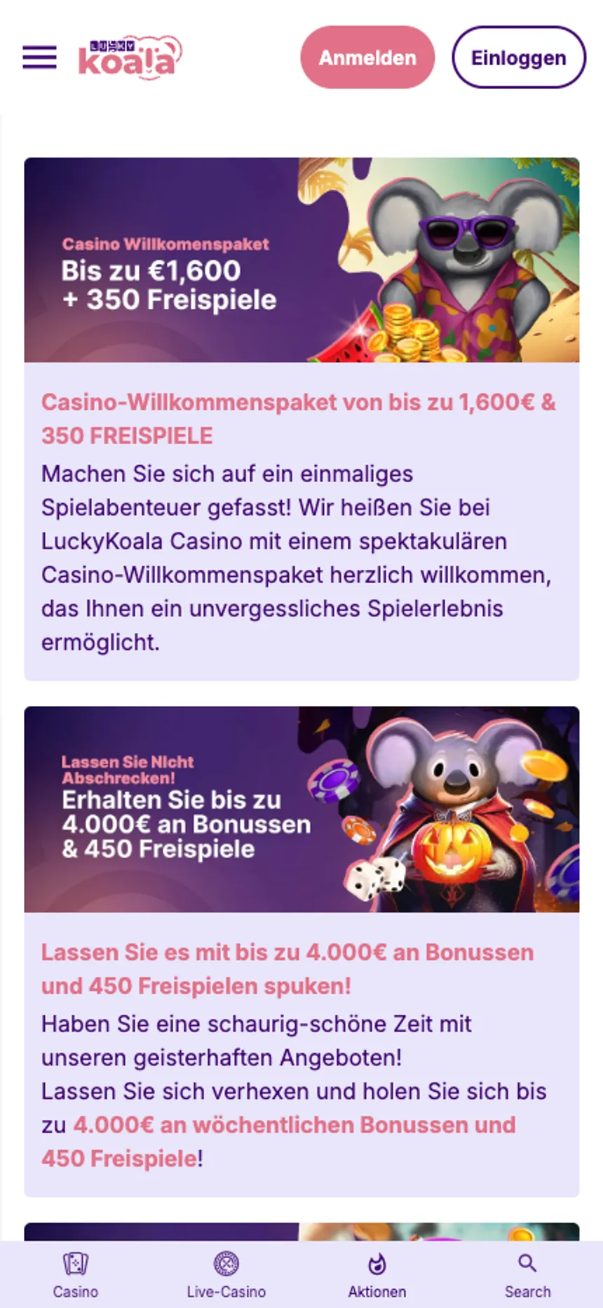 Lucky Koala Casino Bonus