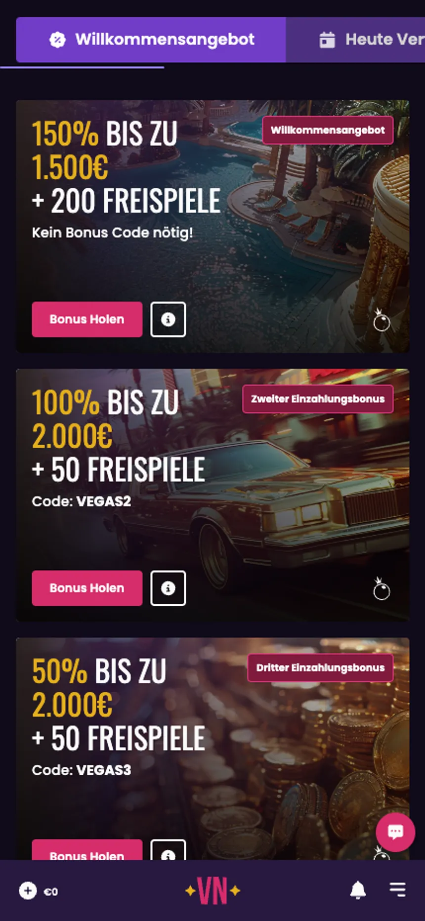 Vegas Now Casino Bonus