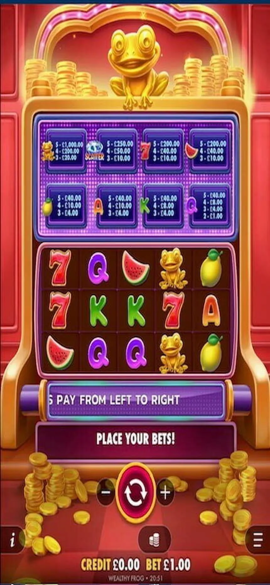 Wealthy Frog slot on mobile