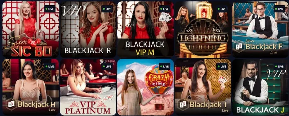 Bets.io Casino katogeriat ja valikoima live kasinon peleistä
