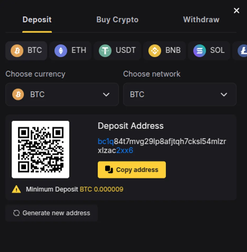 Deposit at FortuneJack