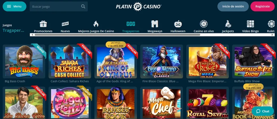 Descubre el catálogo de tragamonedas del casino Platin