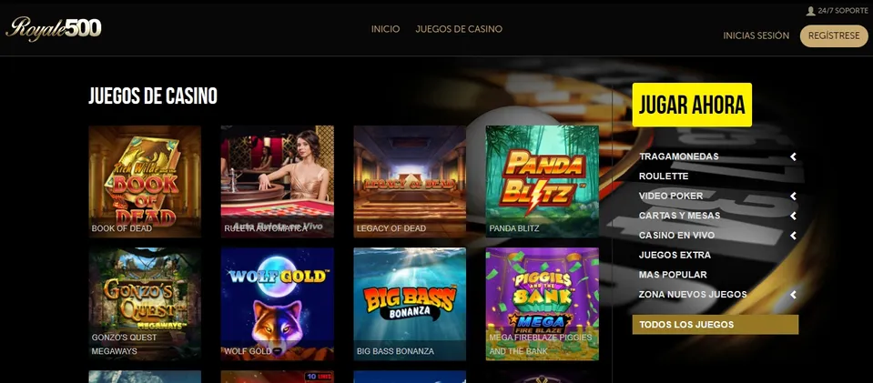Conoce el catálogo de juegos de casino de Royale500