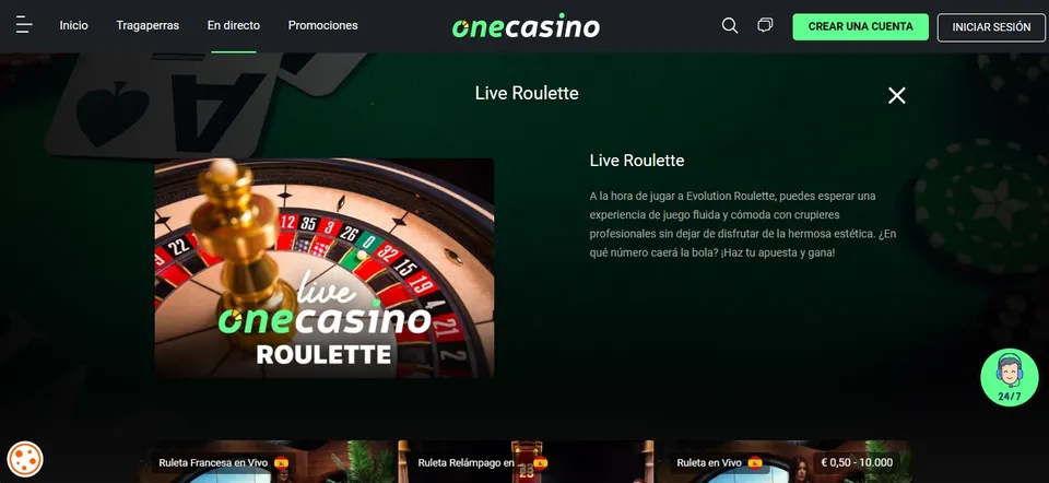 Juega a la ruleta en vivo en One Casino