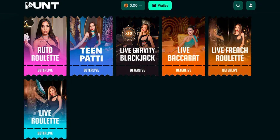 Exploring Punt's live casino games