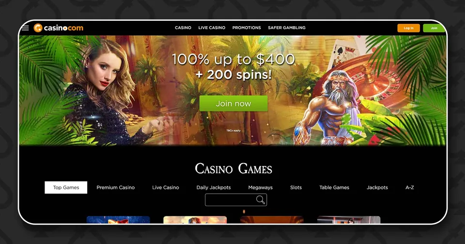 Casinocom screenshot Gamstop