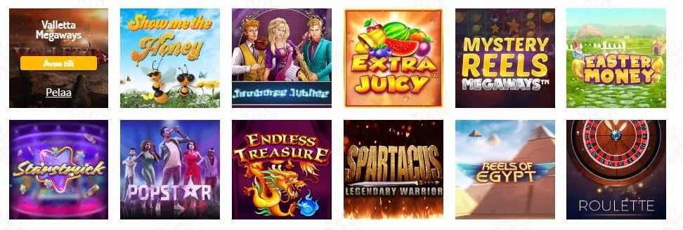 karjala casino game selection on suomi homepage