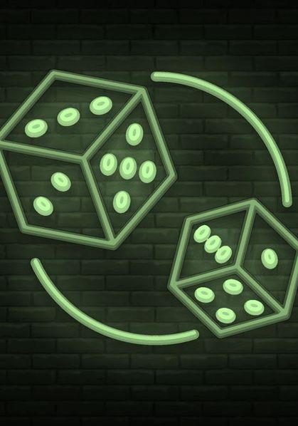 Green outline of dice