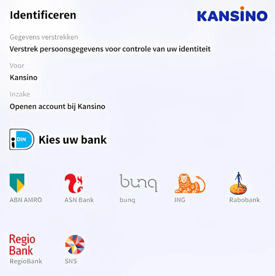 Kansino iDin registratie