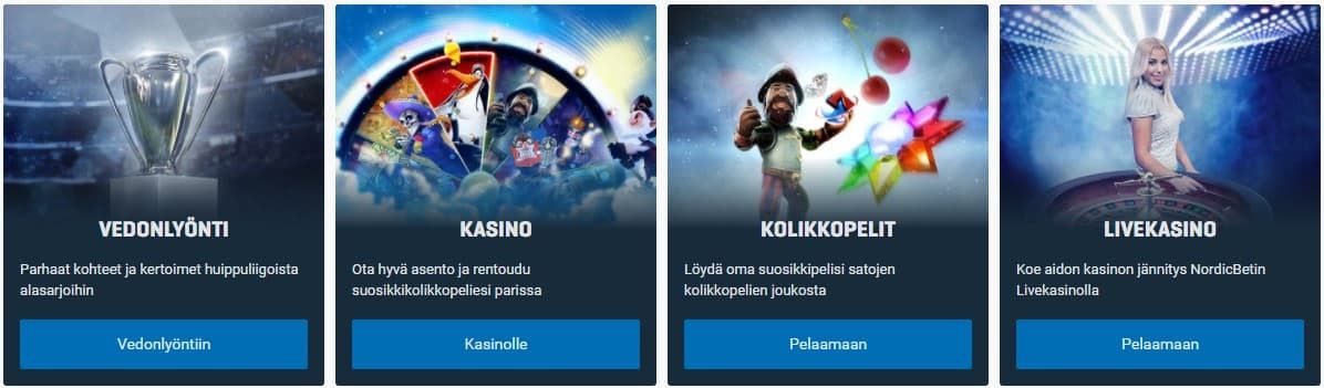 NordicBet valikoima NordicBet valikoima ja pelit