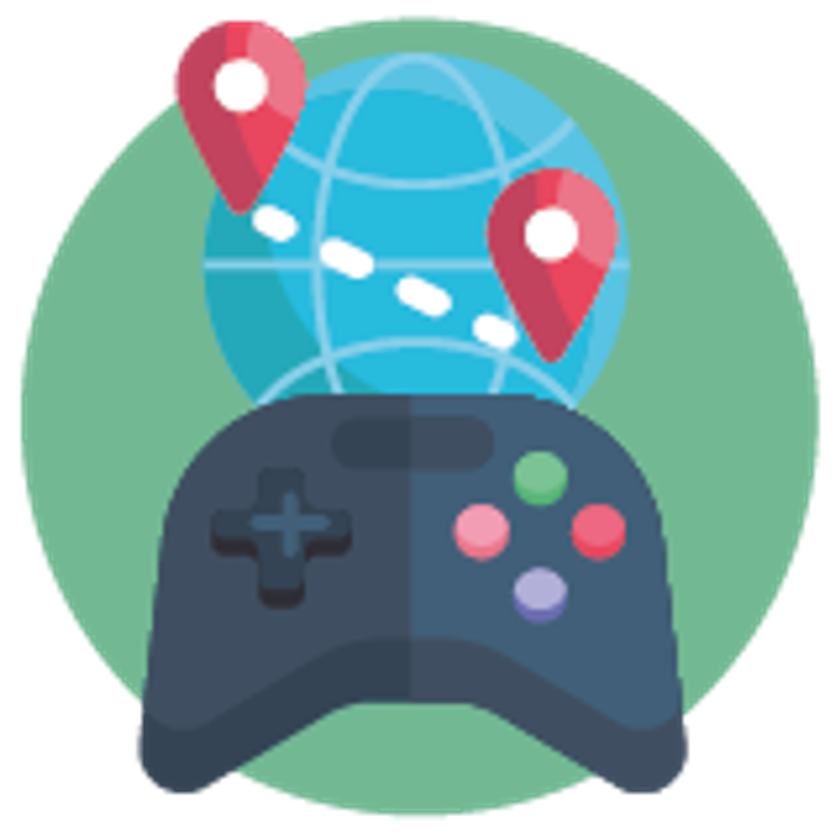 b2419f61253af7f6368921aadfa99024 Icon with xbox controller playing around the globe