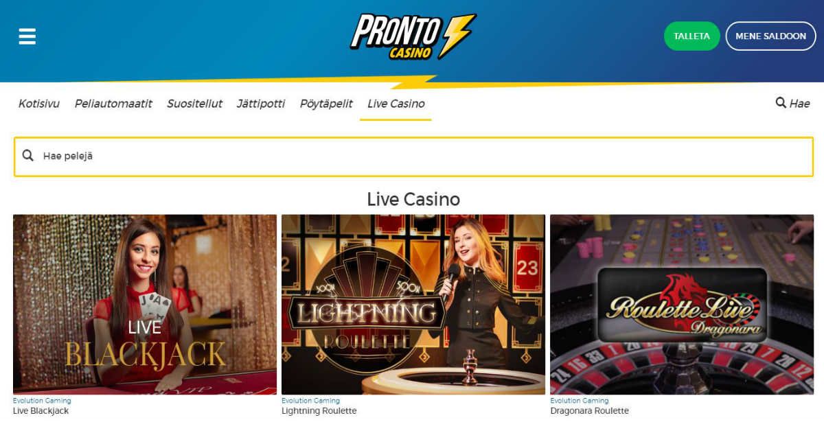 pronto live casino pelaa ilmaiskeksi