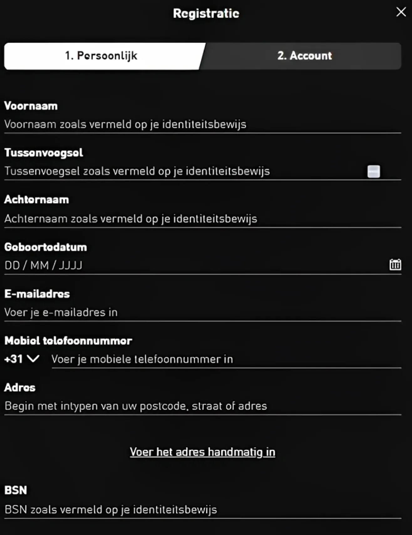 Livescore persoonlijke gegevens