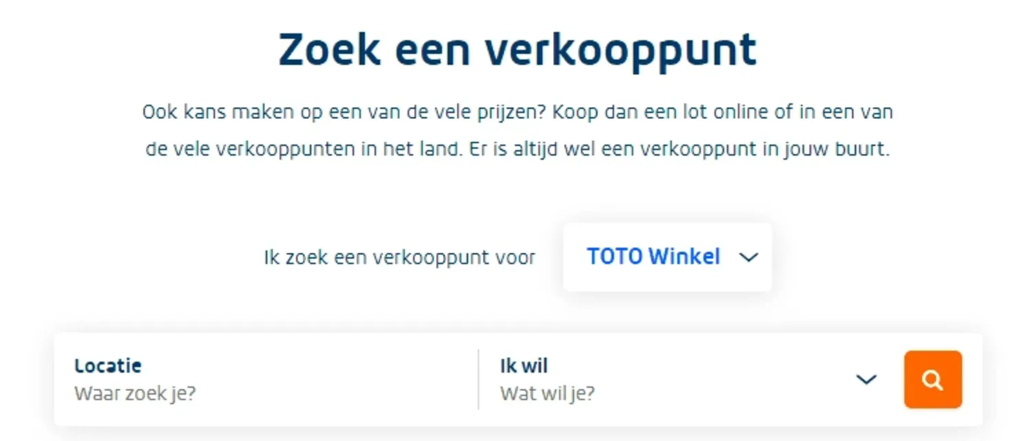 Zoek een toto winkel