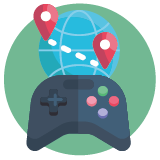 b2419f61253af7f6368921aadfa99024 Icon with xbox controller playing around the globe