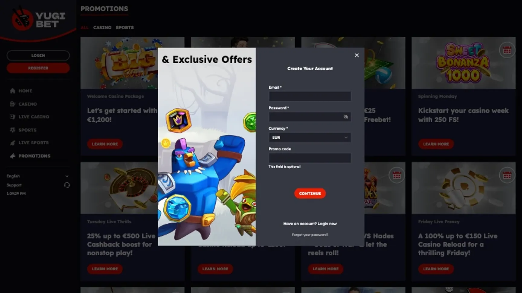 How to create an account at YugiBet