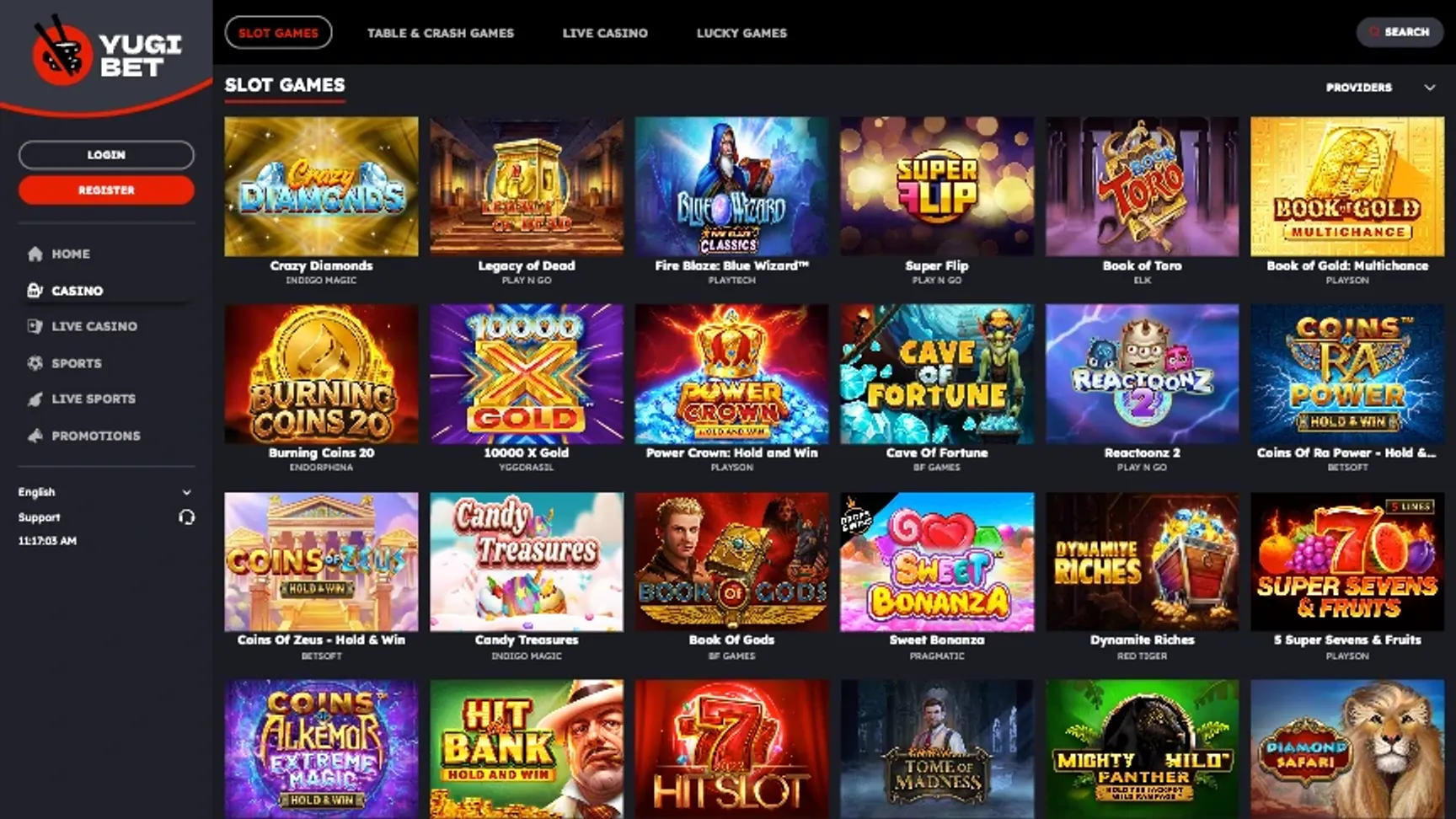 Slot selection at Yugibet