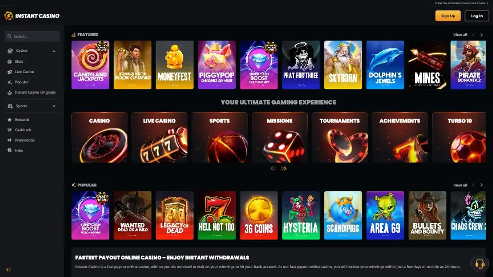 Instant casino games