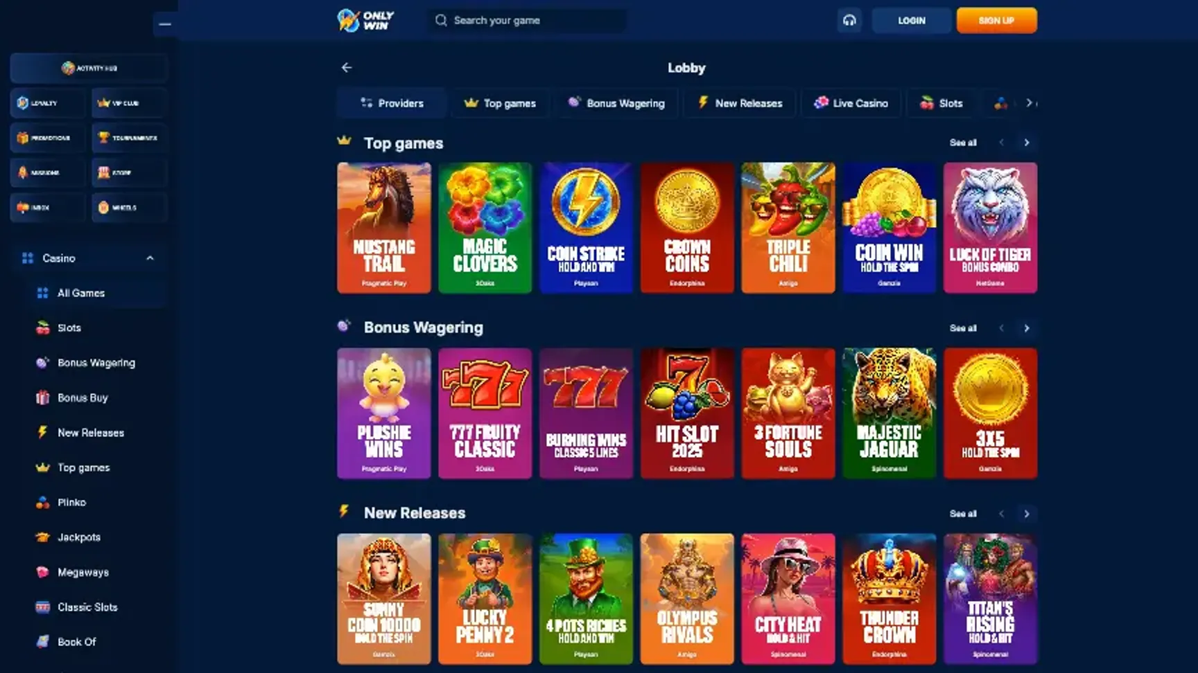 Onlywin casino top games
