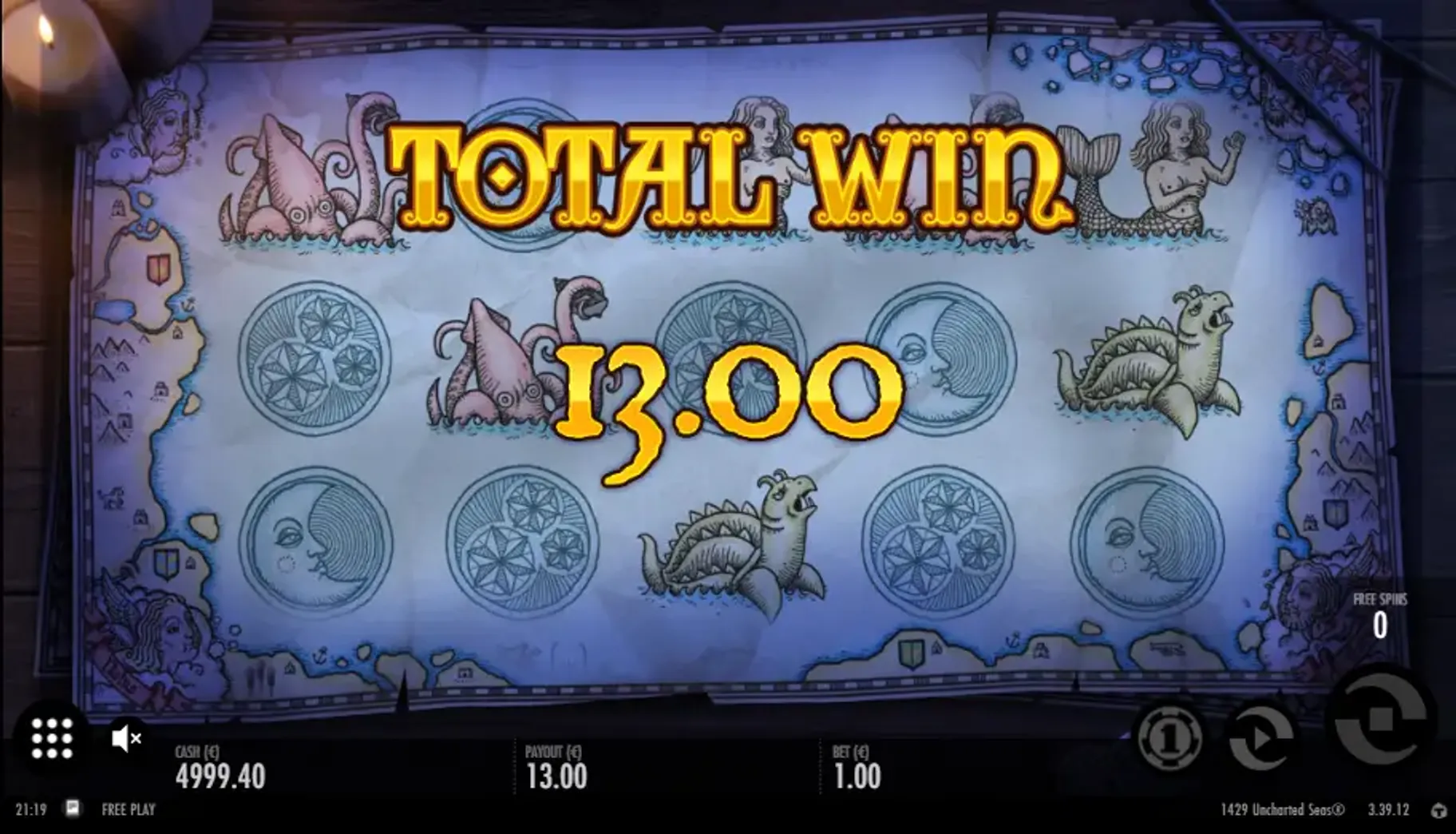 Ganancia con los giros gratis en 1429 Uncharted Seas