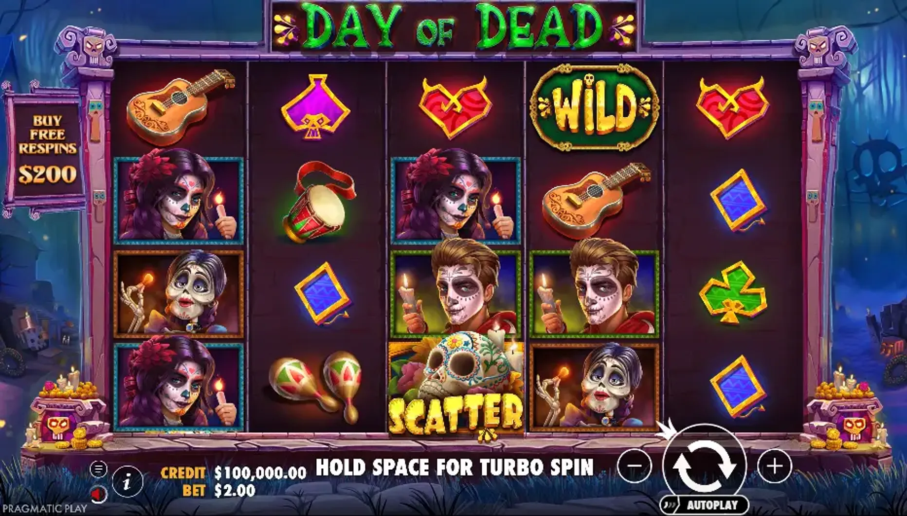 Juego base en la slot Day of Dead