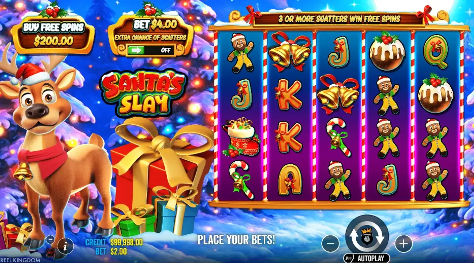 Así luce el juego base de la tragamonedas Santa's Slay