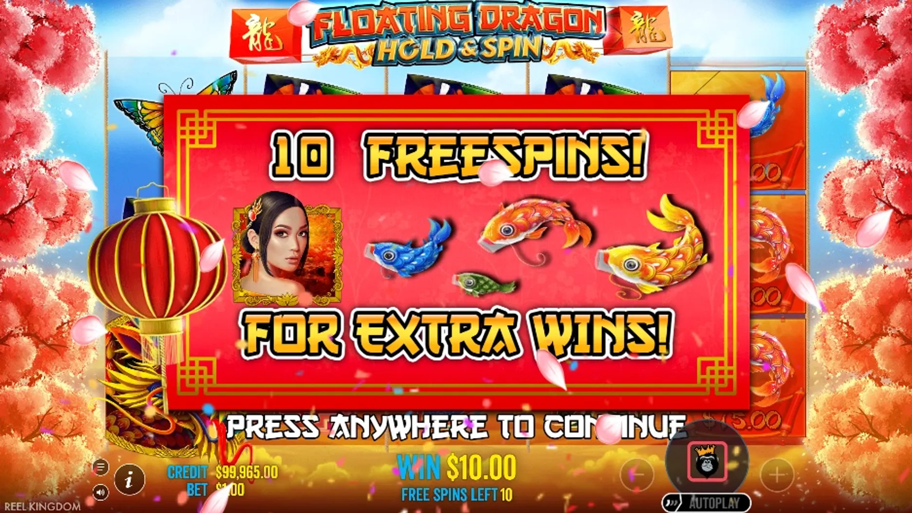 Giros gratis en la slot Floating Dragon Hold & Spin