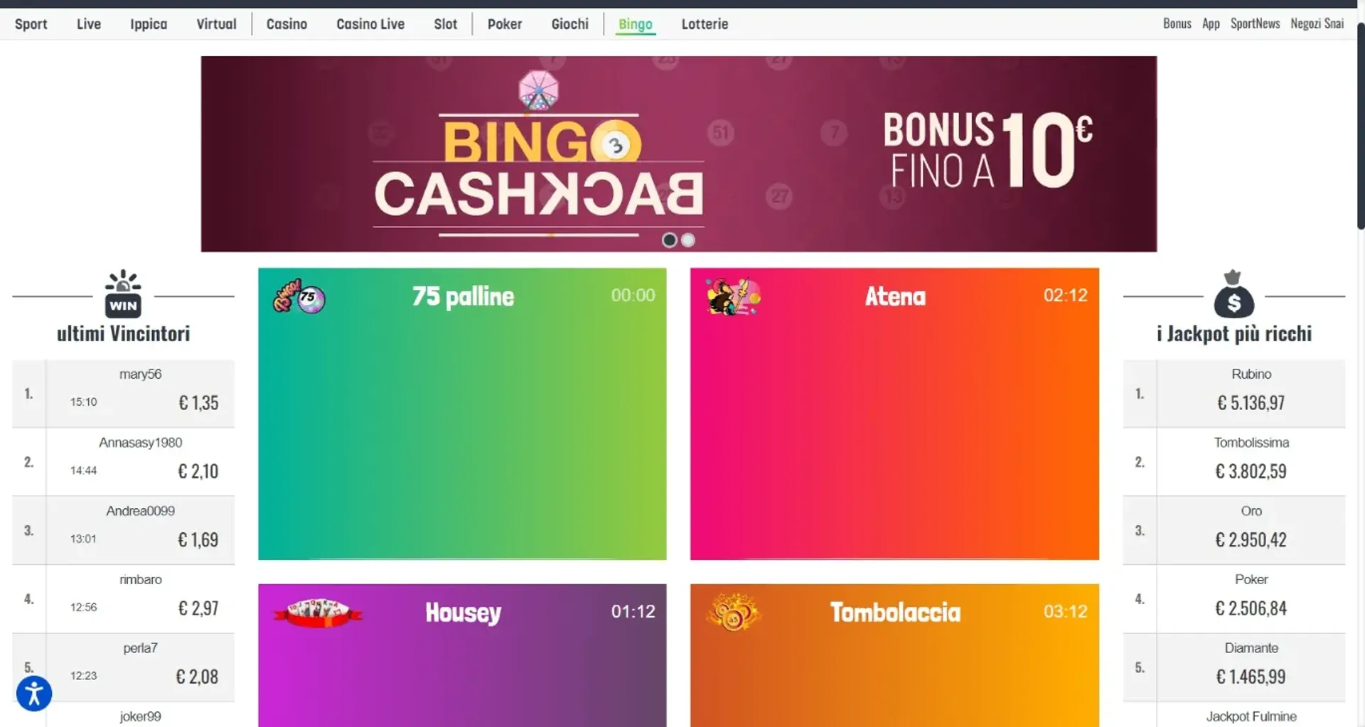 Parliamo Delle Sale Bingo di Snai