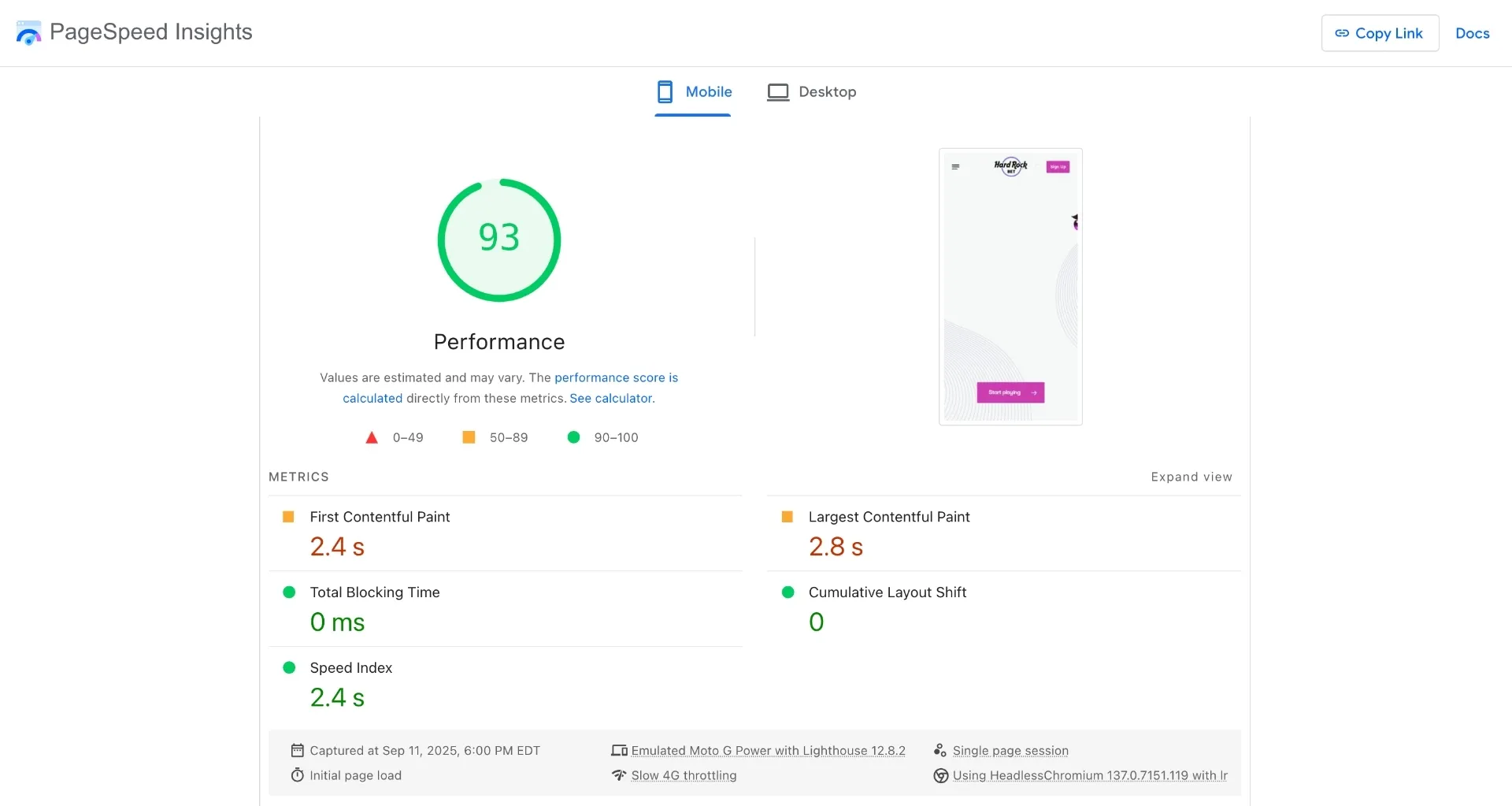 Hard Rock Bet Casino Page Speed Hard Rock Bet Casino Page Speed
