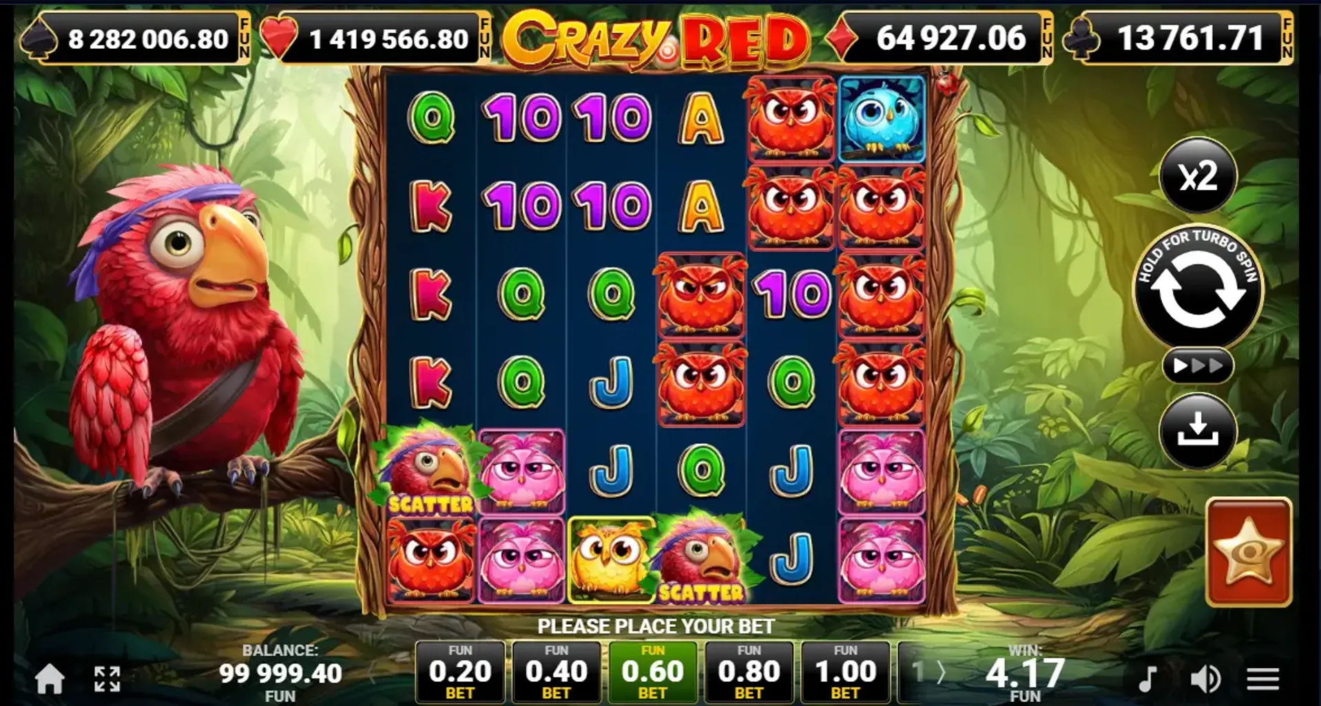 Captura de la slot Crazy Red de Amusnet