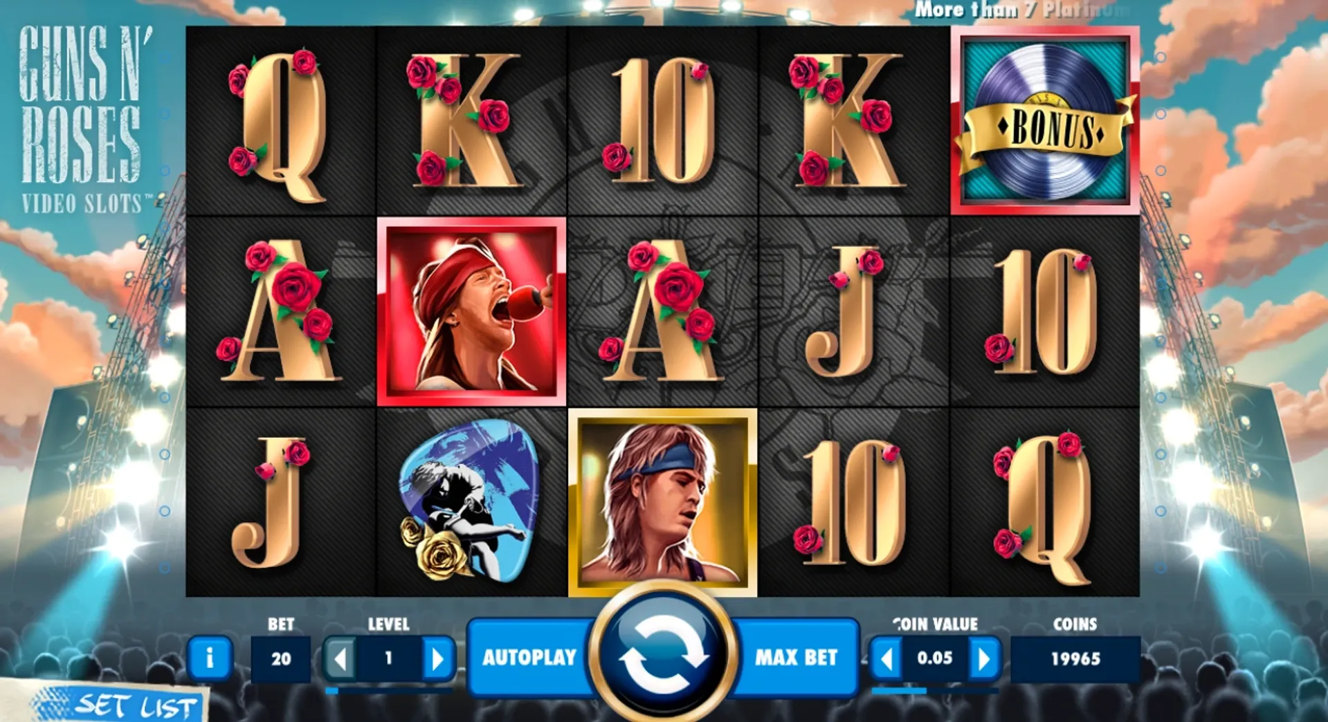 Guns n roses slot juego base Juego base en la slot Guns N Roses