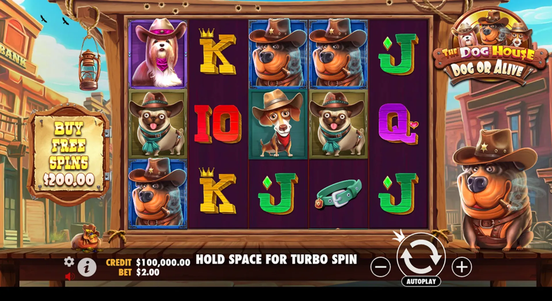 elementos basicos de una slot Captura del juego base de la slot The Dog House: Dog or Alive para verificar sus elementos básicos