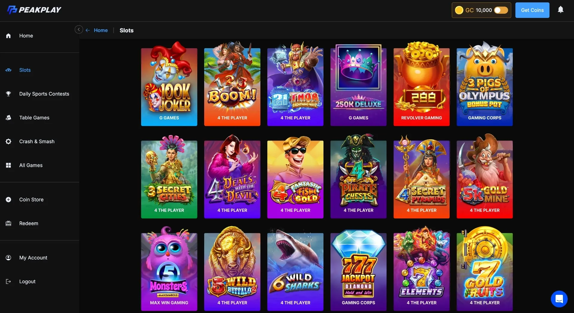 Peak Play casino games