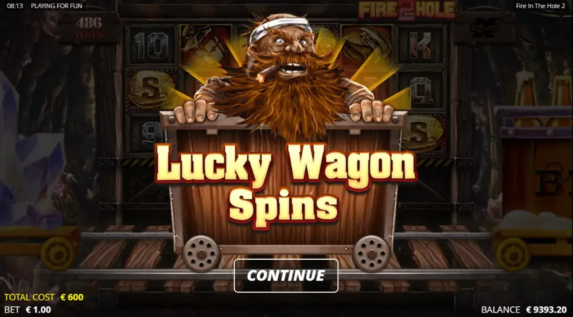 Función Lucky Wagon Spins en la slot Fire in the Hole 2