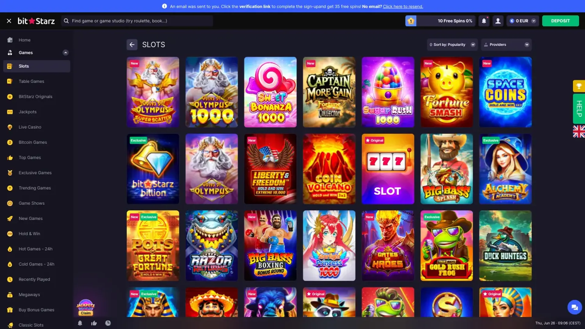 Bitstarz game selection