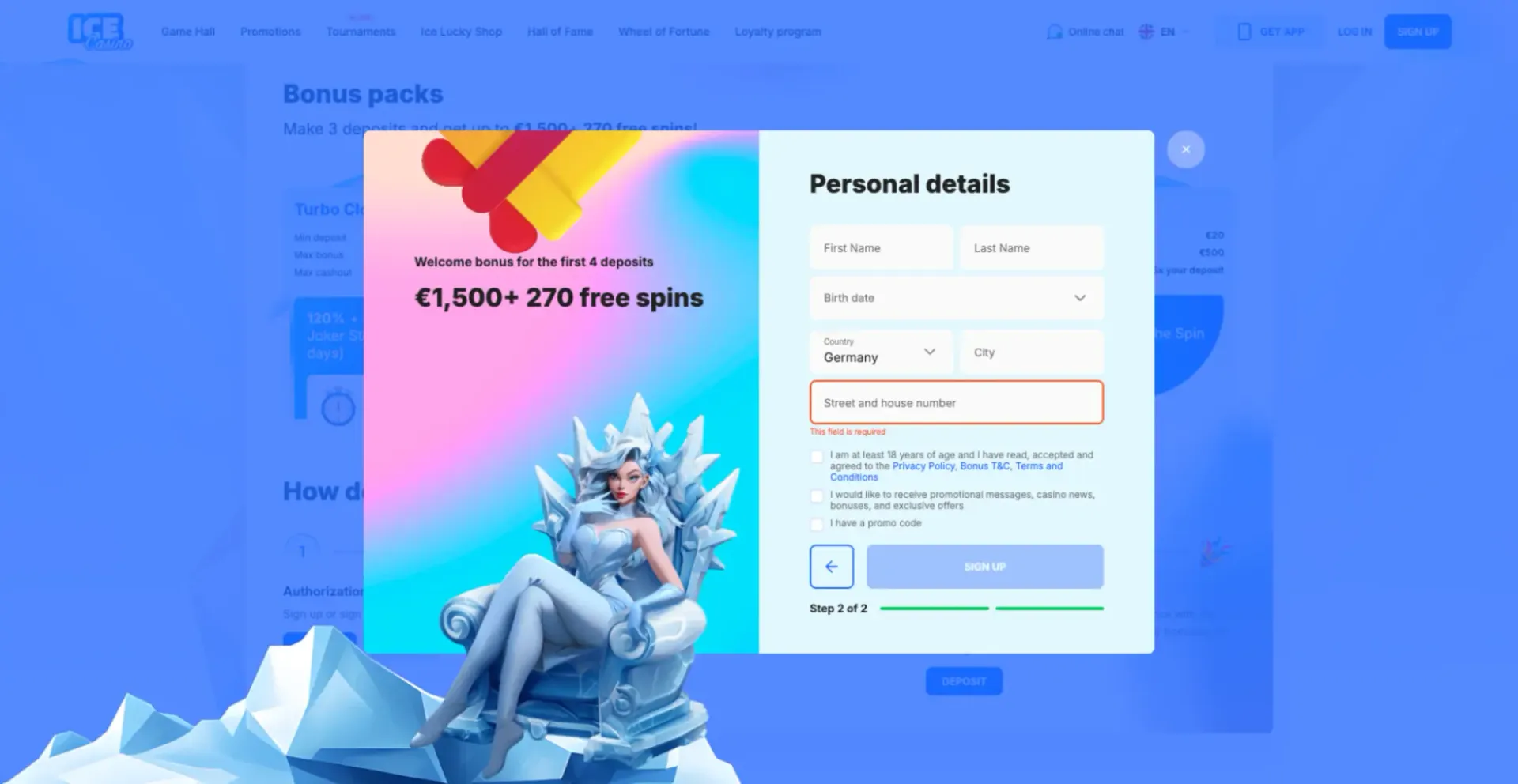 How to sign up at Ice Casino