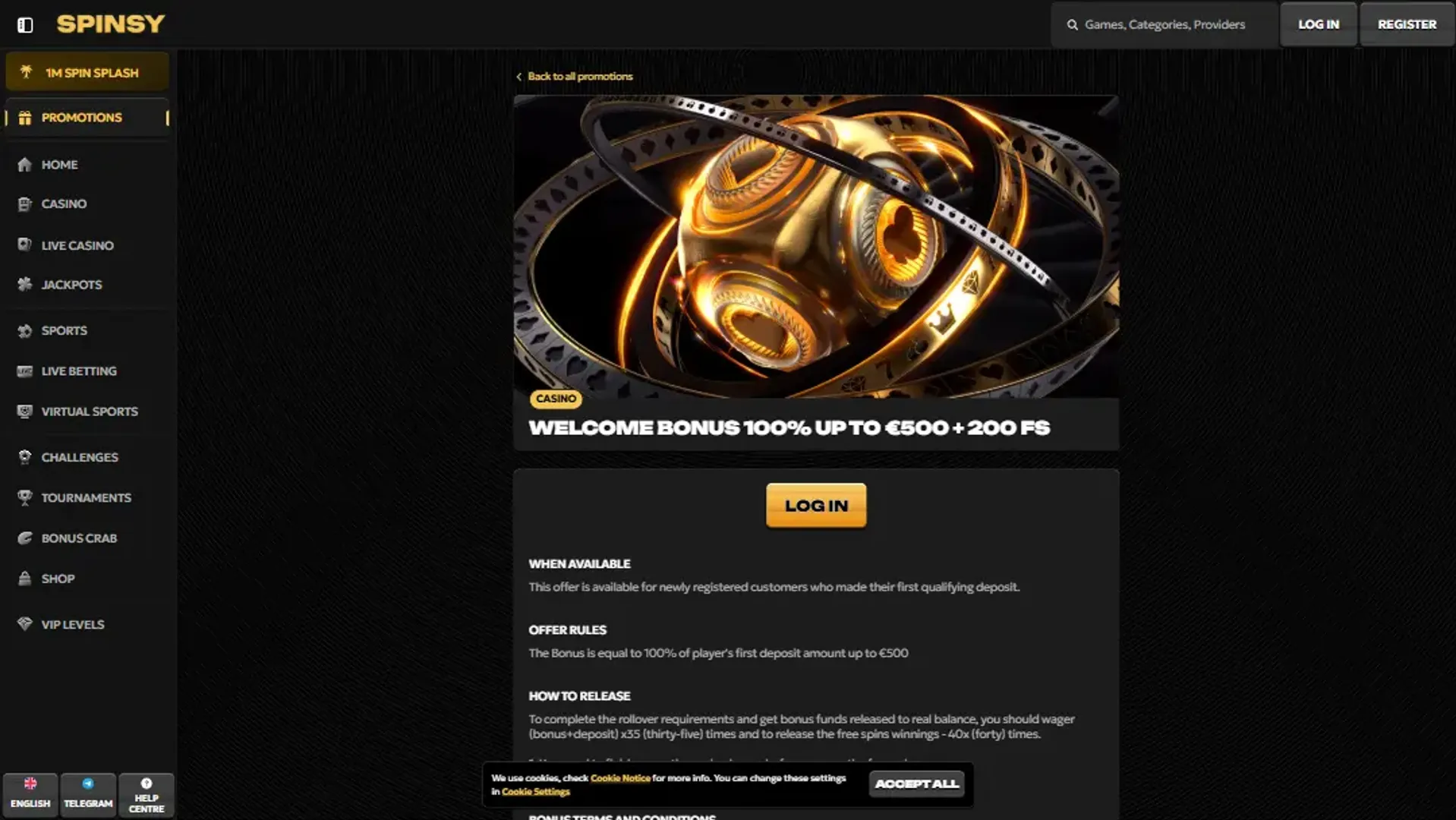Spinsy sign up offer