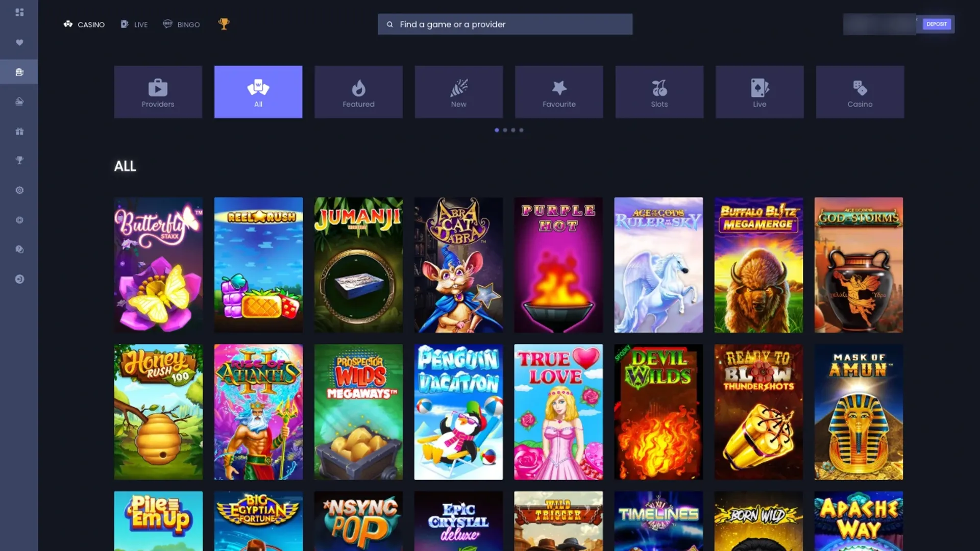 Game selection at 777Tigers