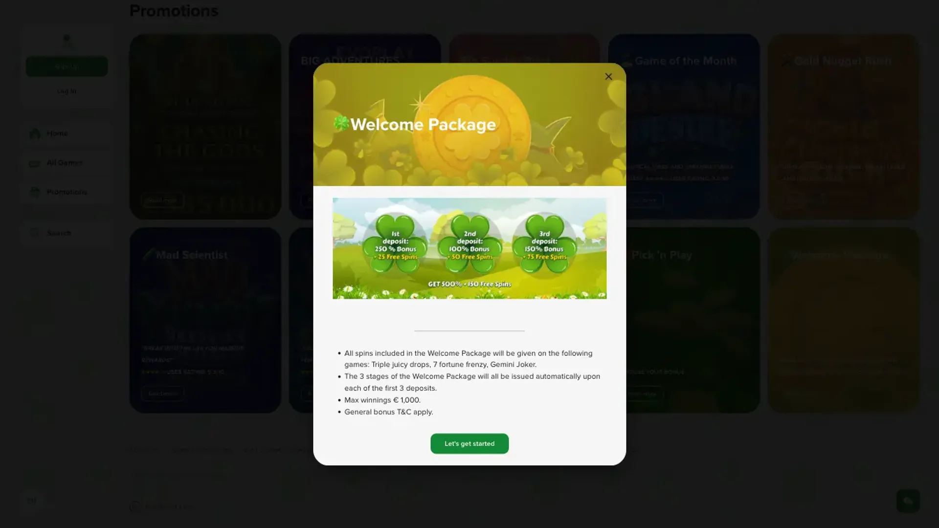 AllWins casino sign up offer