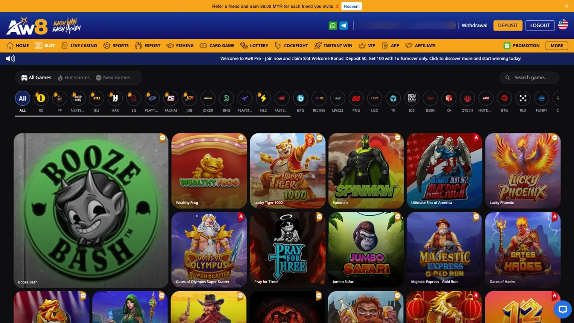 Game selection at AW8