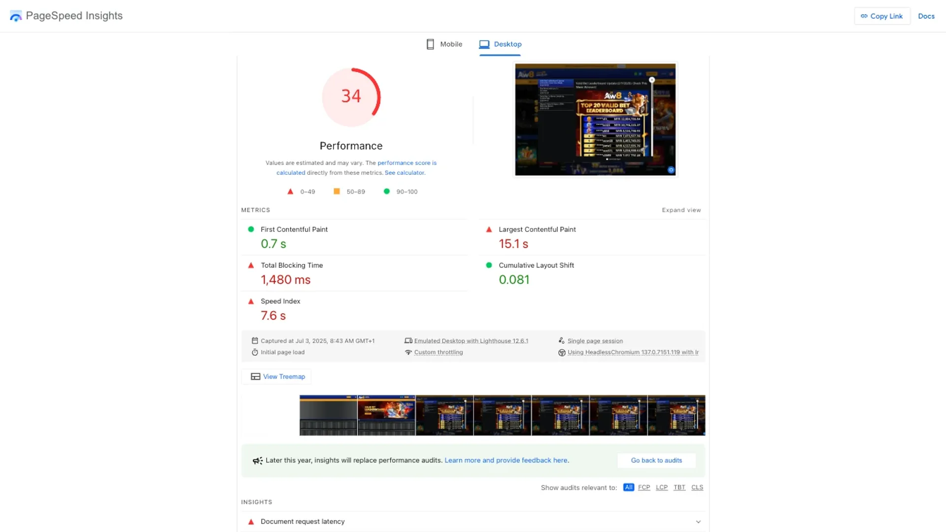 How AW8 site performs