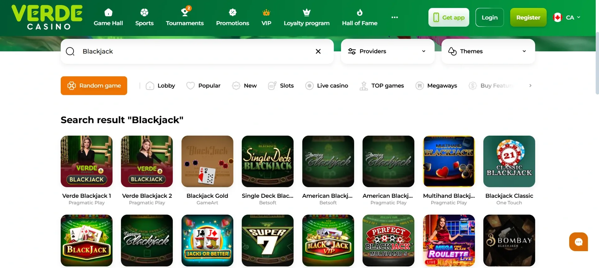 Blackjack at Verde casino