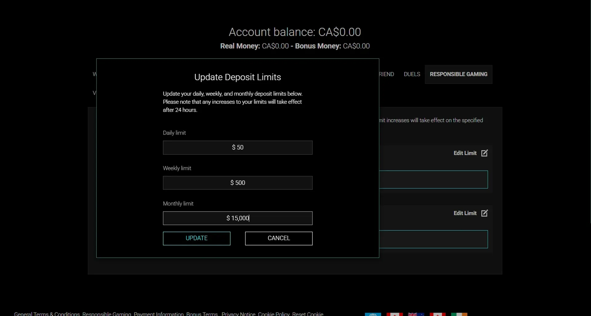 Deposit limits at Voodoo dreams casino