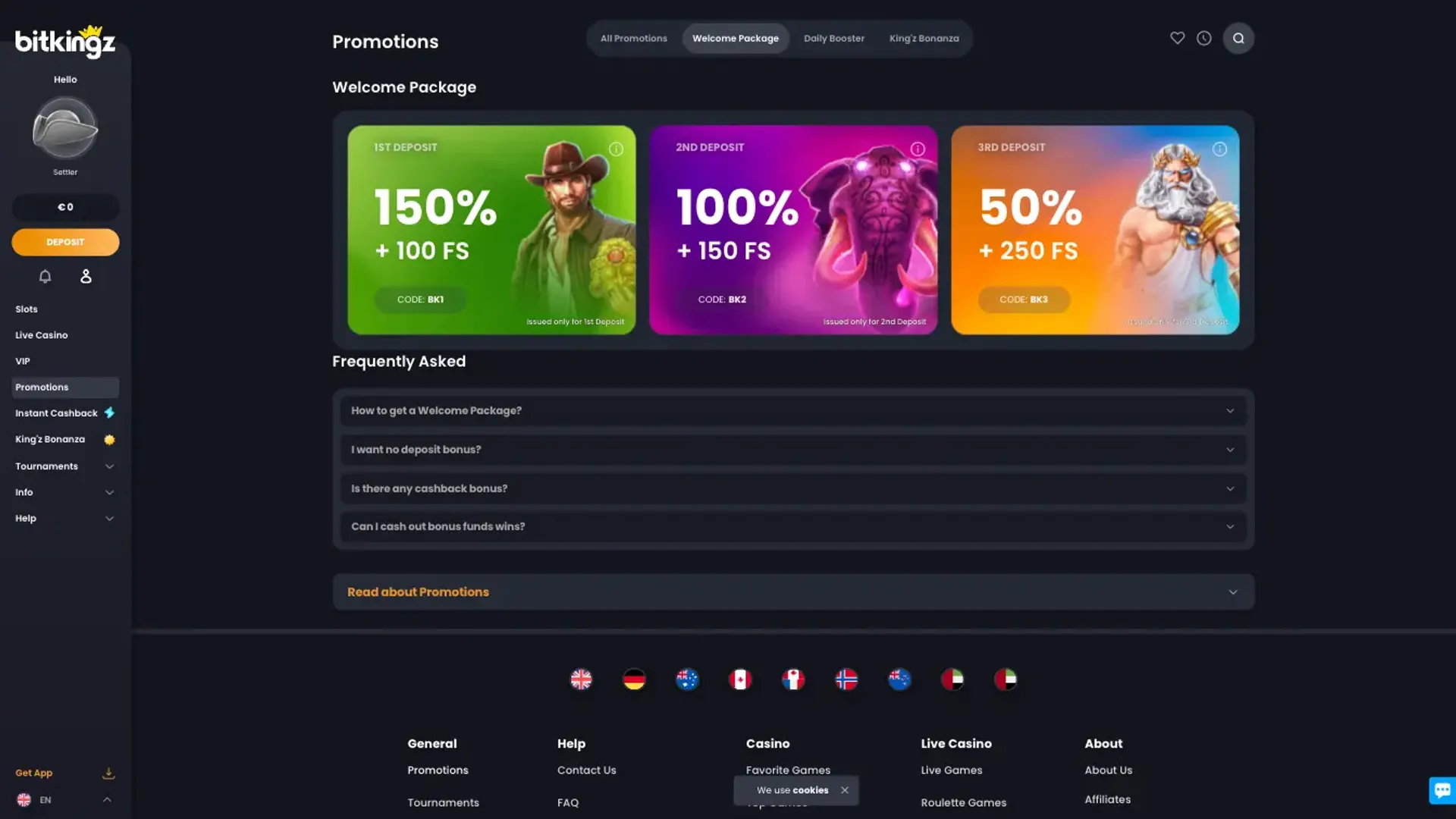 Bonus offers at Bitkingz