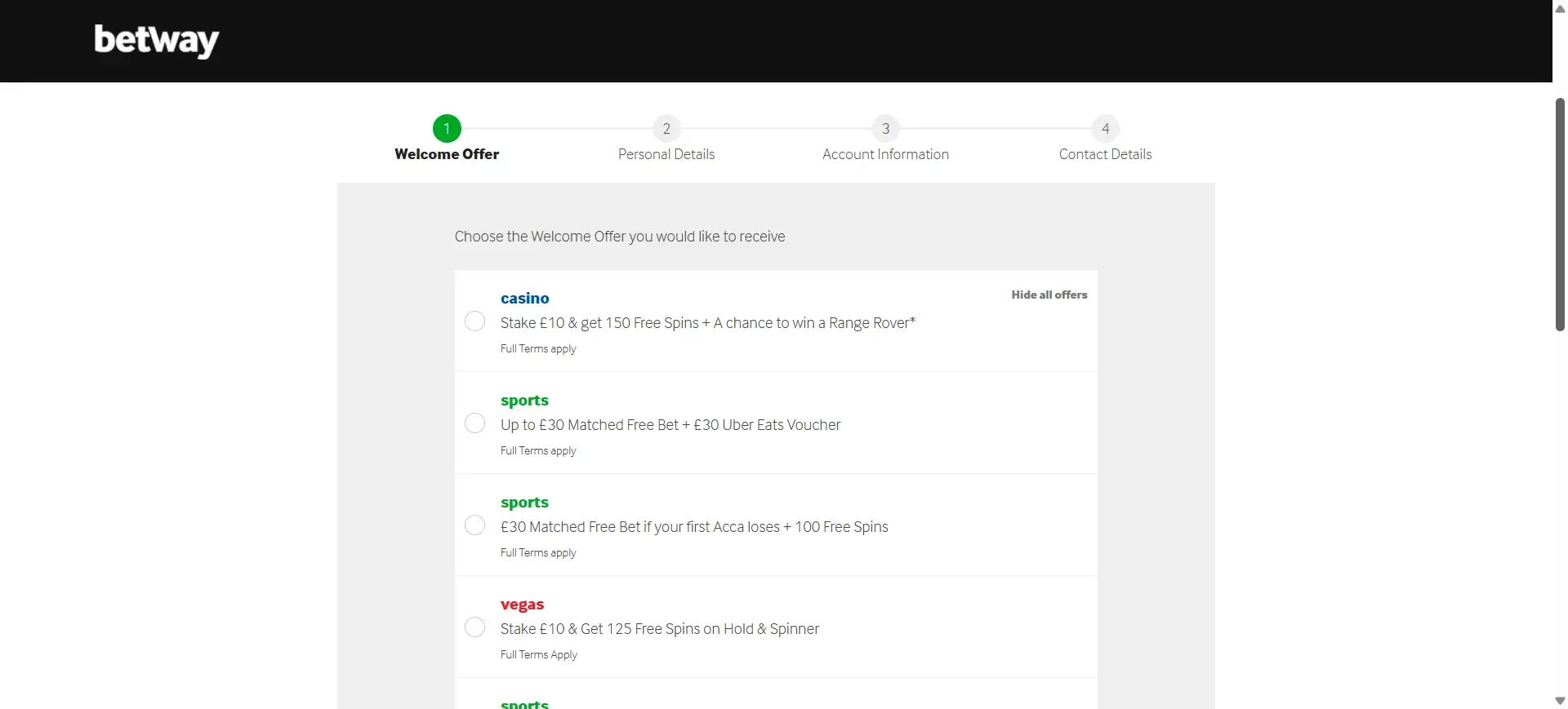 How to sign up at Betway casino
