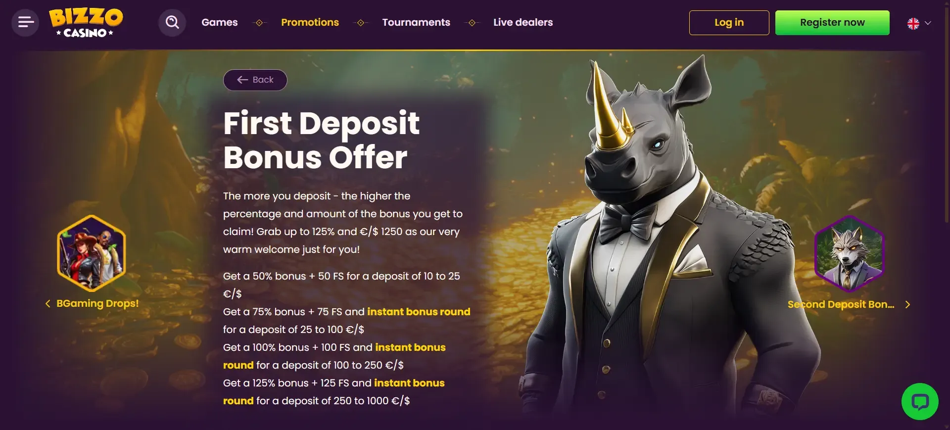 Bizzo Casino First Deposit