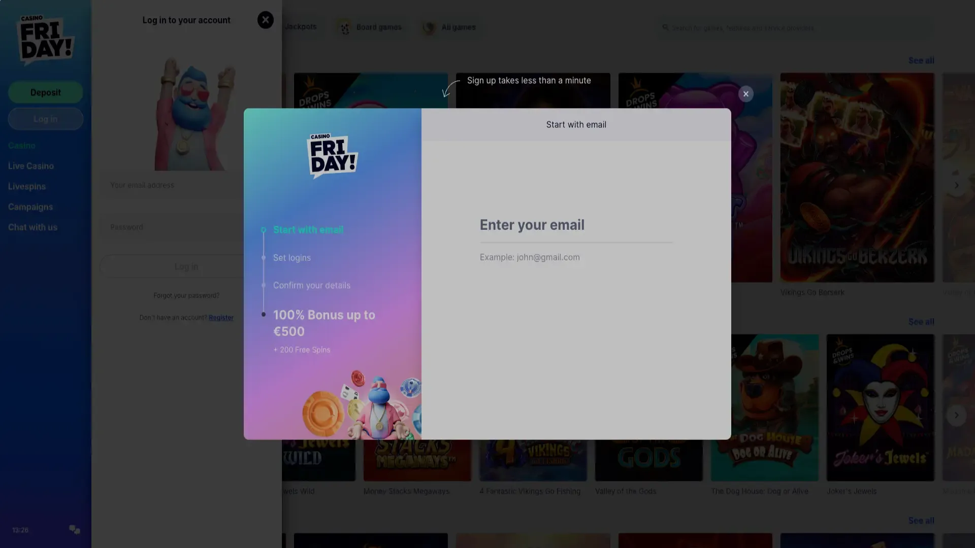 How to sign up at Casino Friday