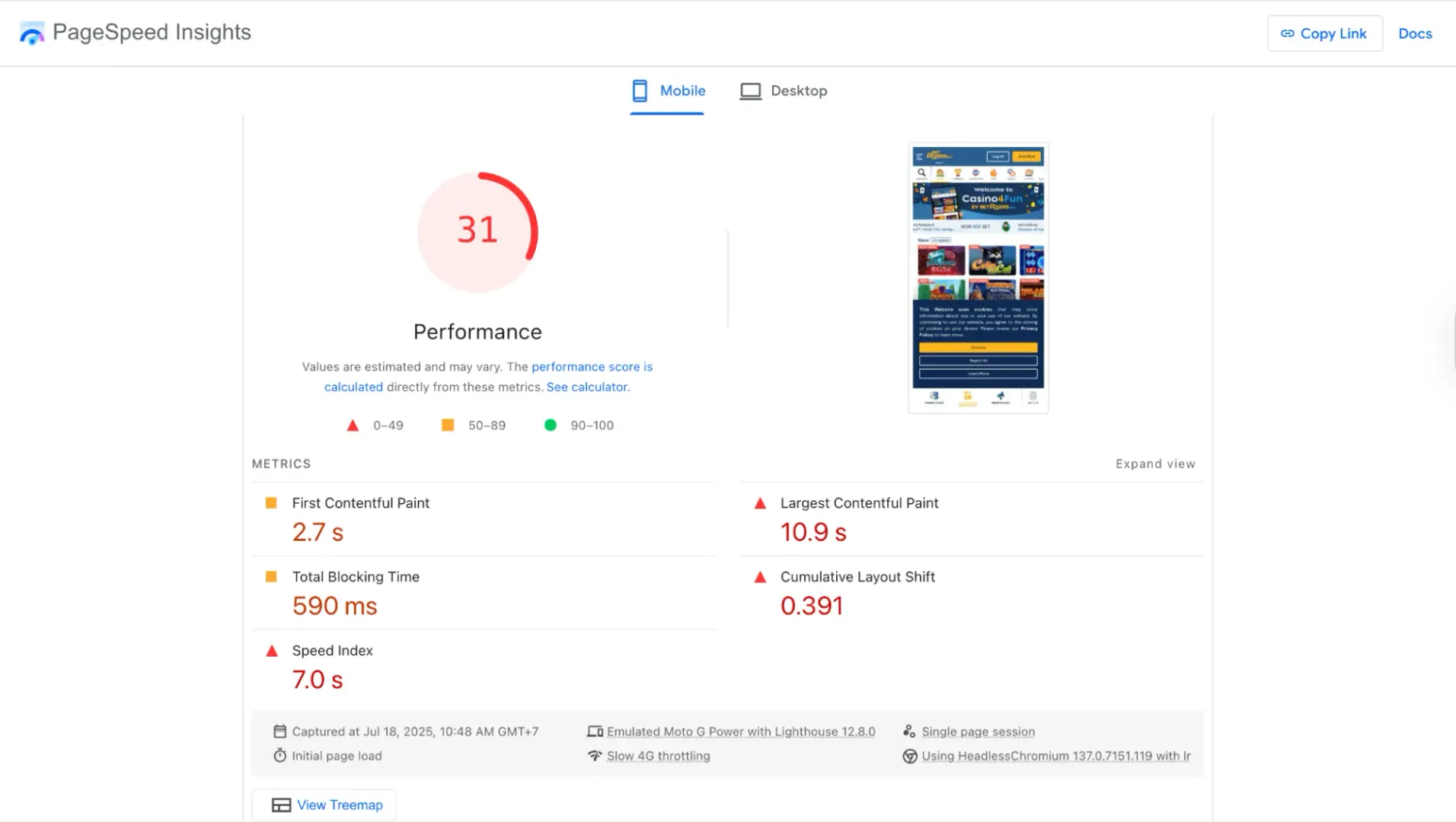 betrivers.net page speed